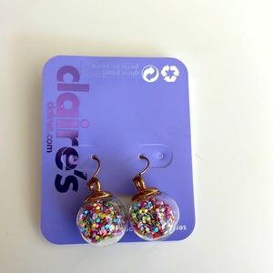 Rainbow colorful confetti dangling earrings. Brand new, never worn.